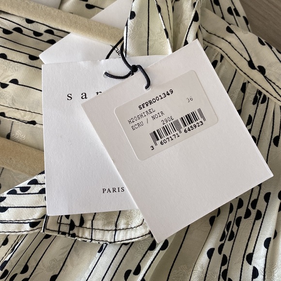 Sandro ecru button down silky dress, NWT, size 36 - Picture 8 of 8